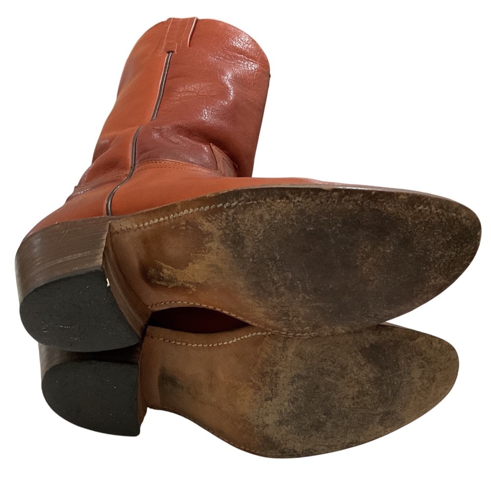 Frye 3811 Campus Boots Womens 9 B Cognac Ginger Leather Made in USA Western Tall - Picture 10 of 13